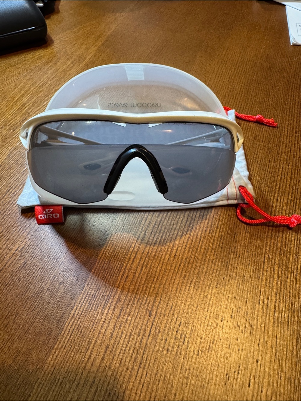 White wraparound sport sunglasses